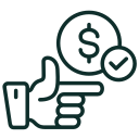 Gold hand holding coins icon representing affordable cushion pricing