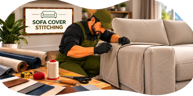 Stitching a torn sofa cover seam