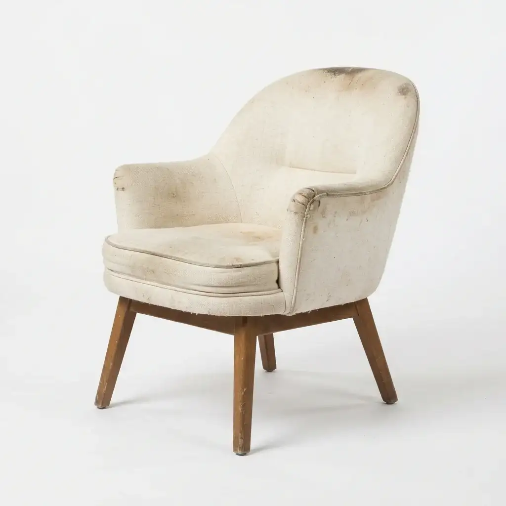 Worn chair before upholstery restoration