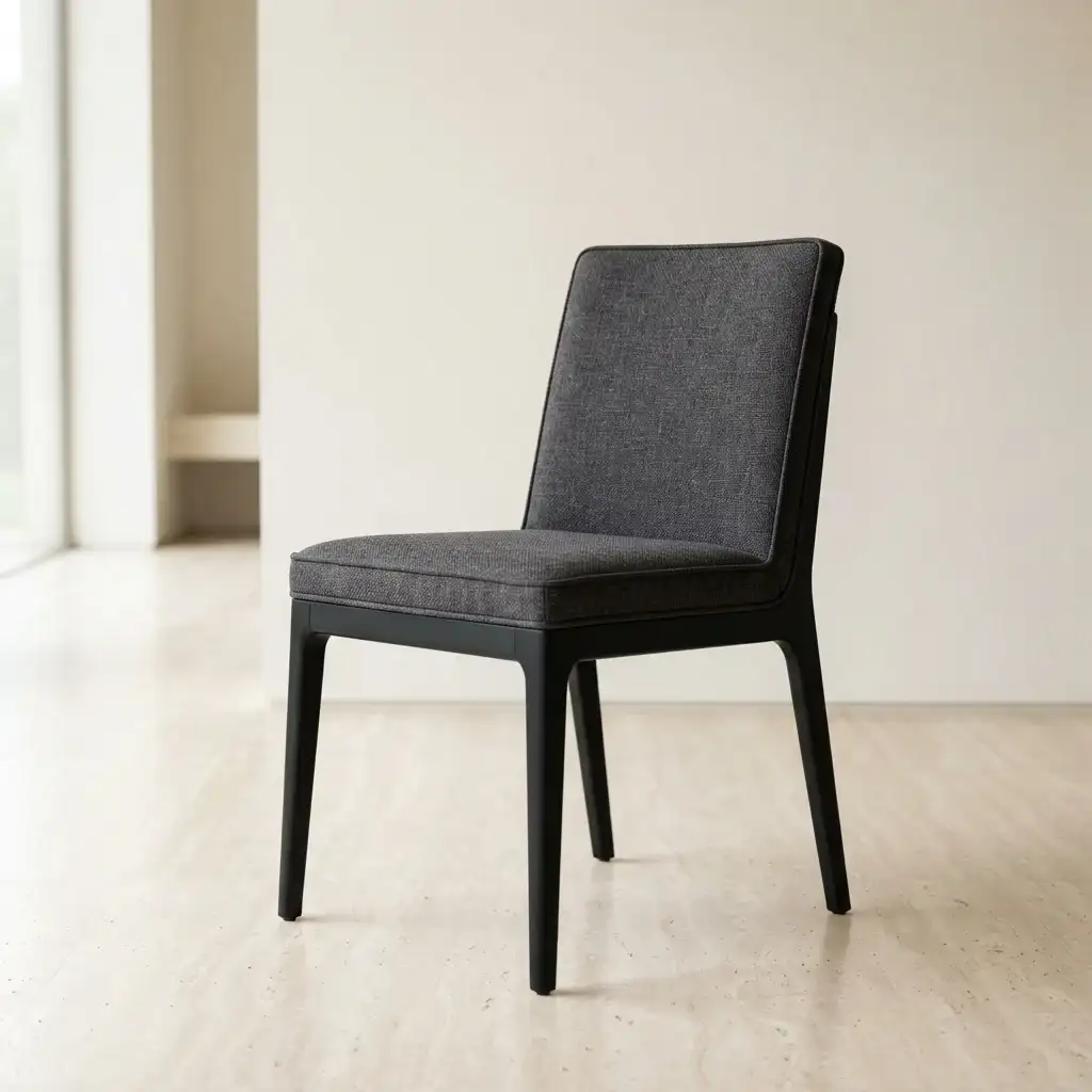 Black leather dining chair