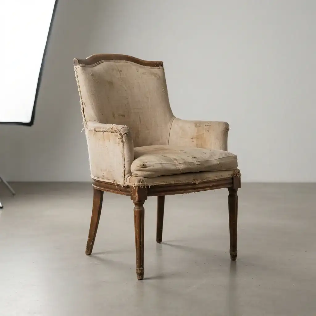 Chair upholstery before restoration