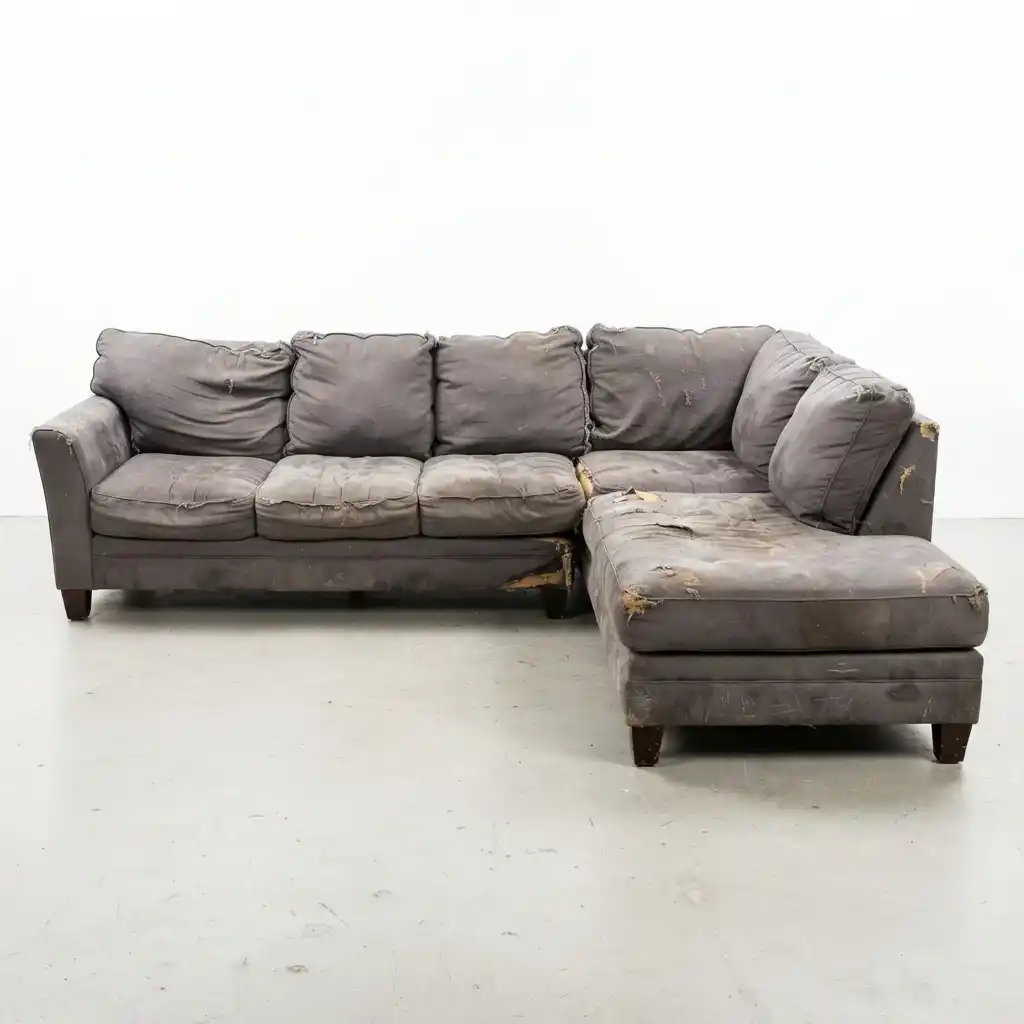 Damaged sofa before sofa repair