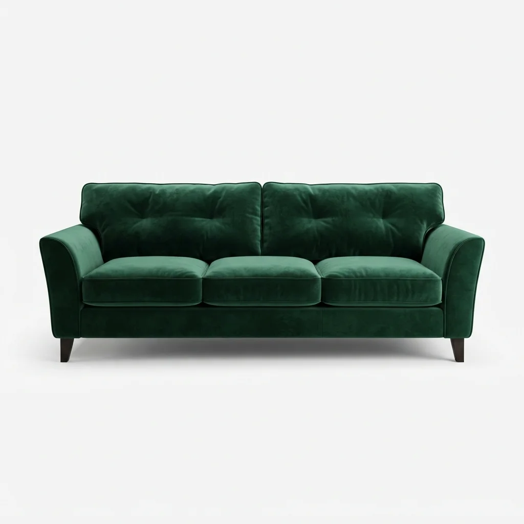 Dark green velvet three-seater sofa upholstery Dubai
