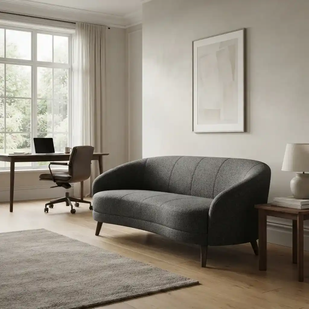 Charcoal grey curved sofa upholstery Dubai