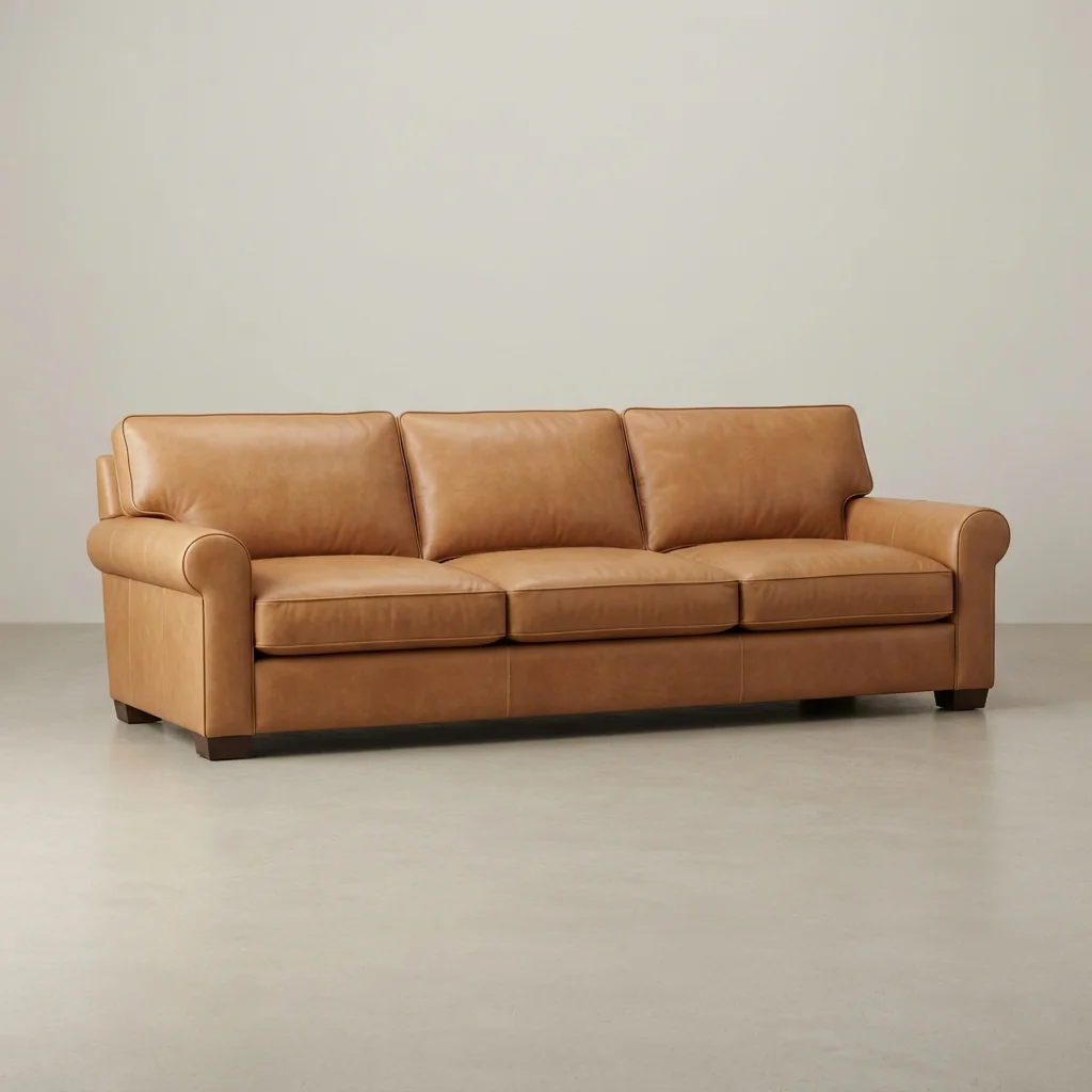 Tan full grain leather sofa upholstery Dubai