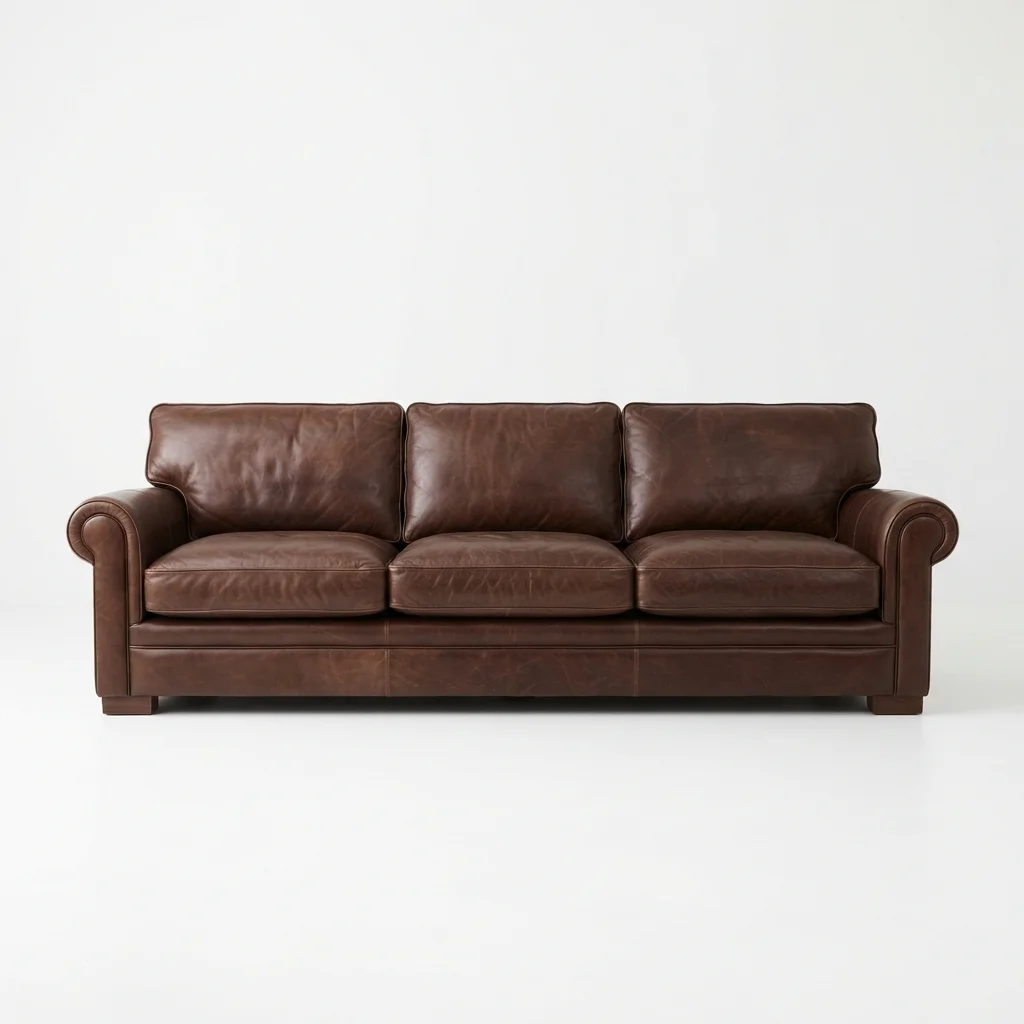 Dark brown top grain leather sofa upholstery Dubai