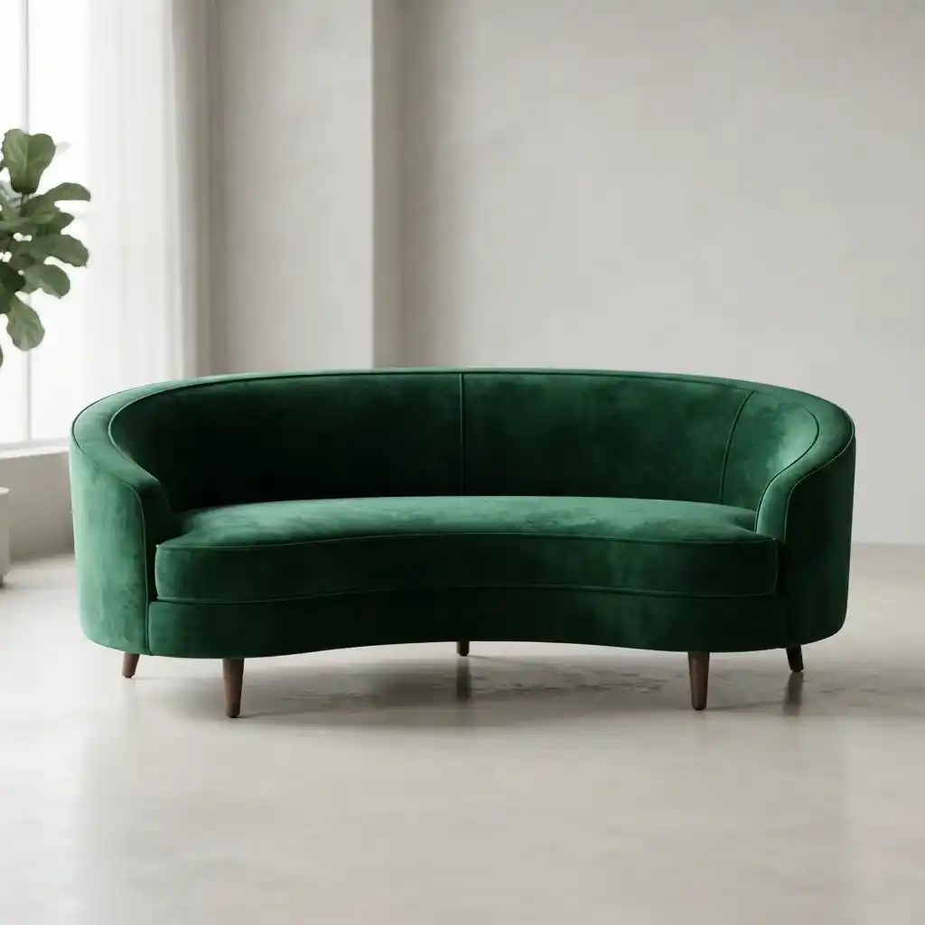 Dark green velvet curved sofa upholstery Dubai