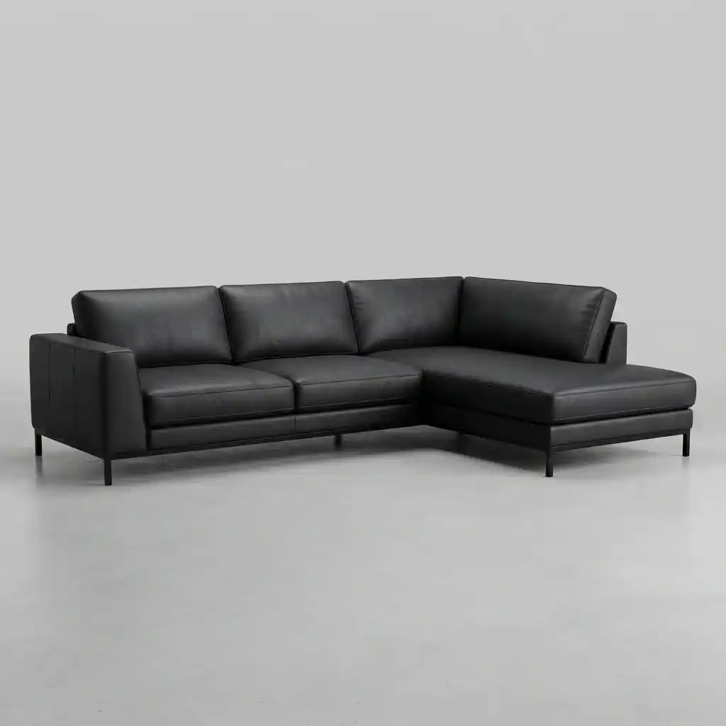 Restored leather sofa after leather upholstery