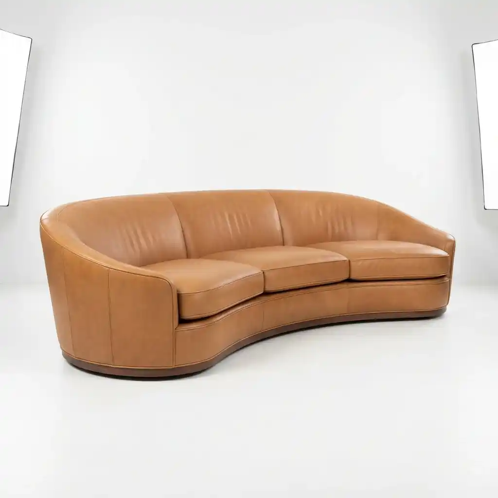 Reupholstered leather sofa after repair