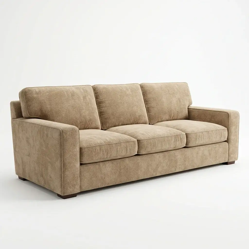 Sofa with a textured pink chenille cover