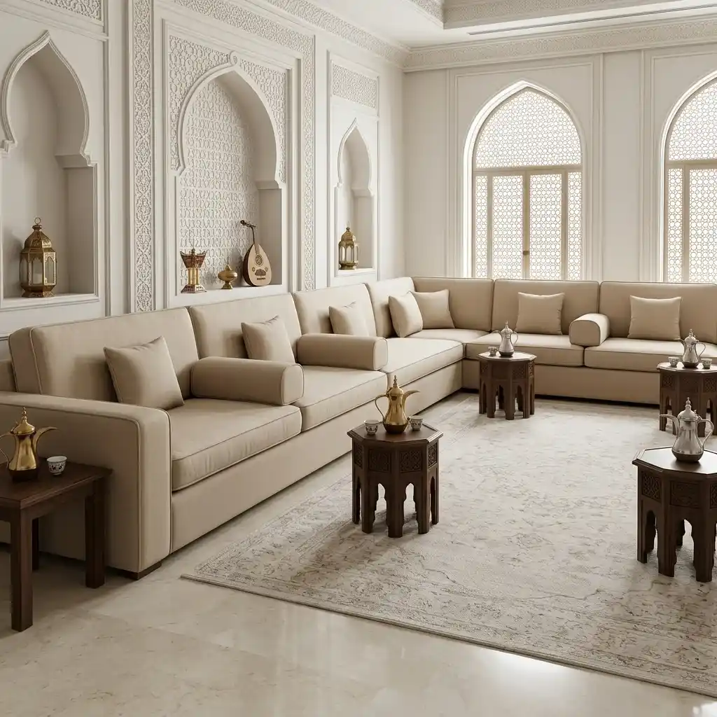 Majlis seating with custom sofa covers
