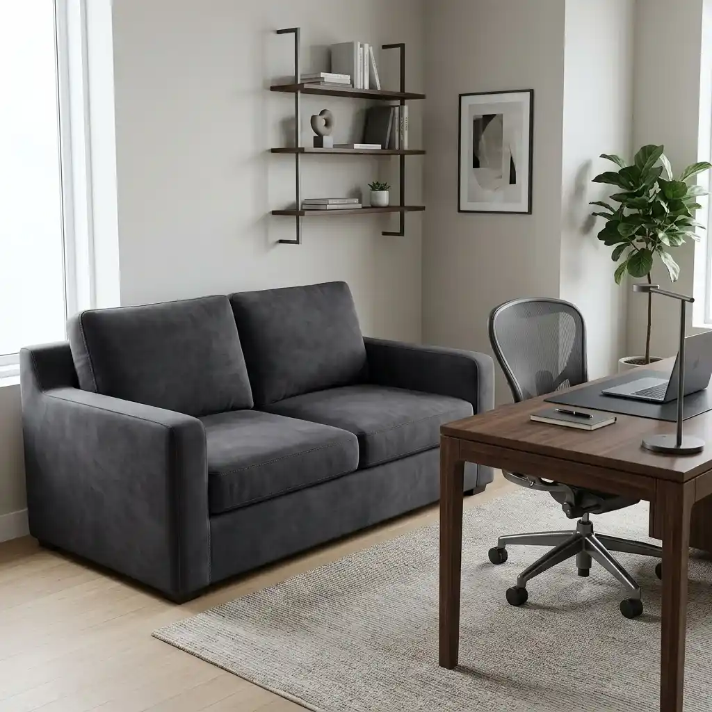 Home office sofa with a tailored cover