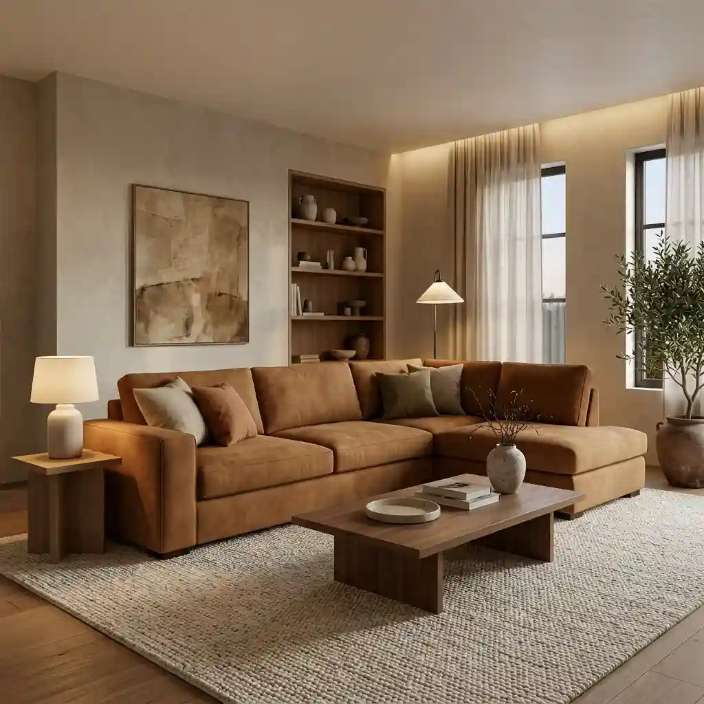 Sofa with a custom cover in a rental property